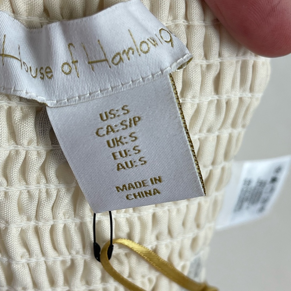 House of Harlow 1960 cream Linen Blend Smocked Back Halter Crop Top Size S NWT - Picture 3 of 4